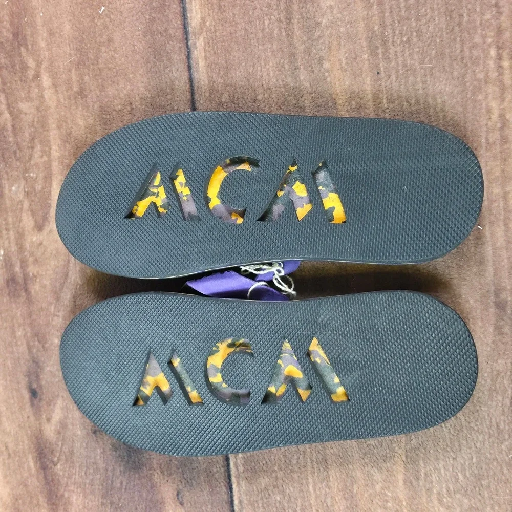 WCW Flip Flops Mens OS Black Good Vintage World Championship Wrestling Logo